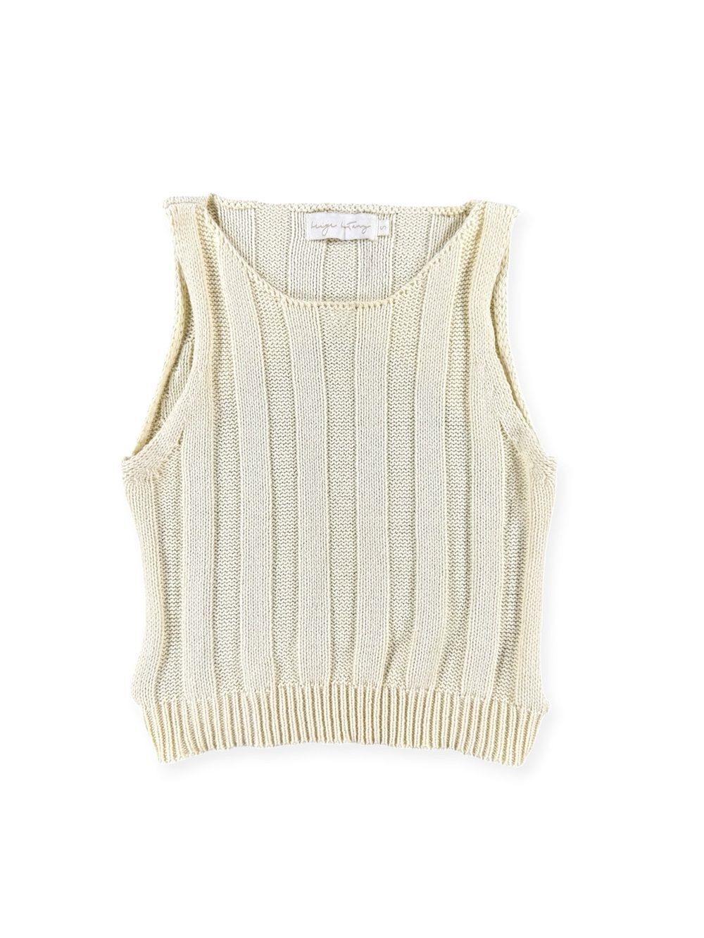 Beige Botany Beige Knit Sleeveless Crop Tank - Size Small
